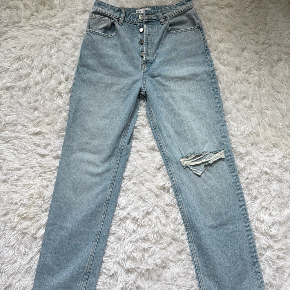 Zara High Rise Straight Leg Jeans